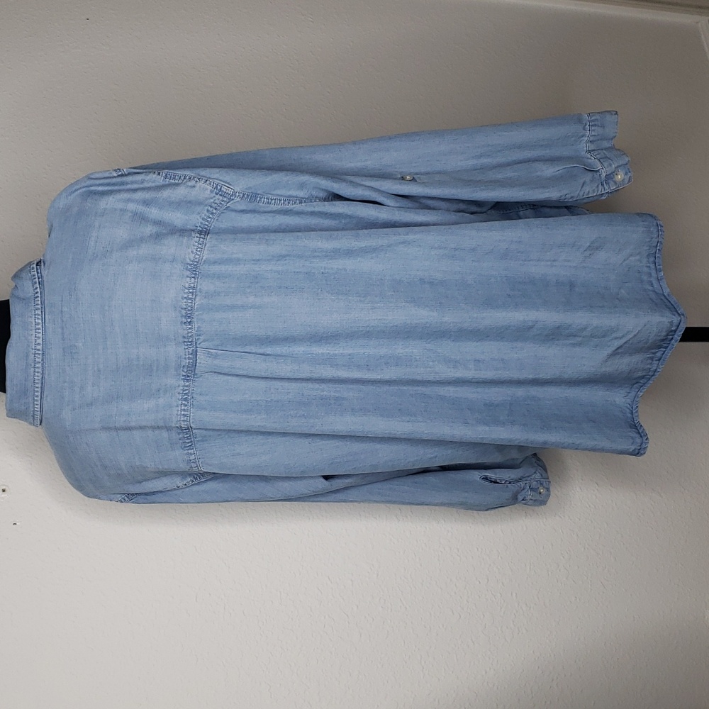 Thread & Supply Tencel Lyocell Button Up Denim Blue Shirt Size 3X Coastal Pocket - Picture 4 of 14